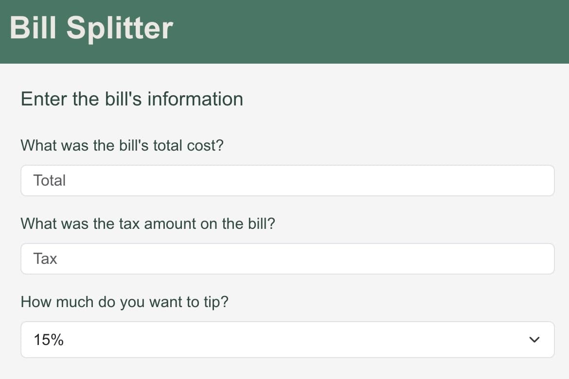 Bill Splitter Screenshot